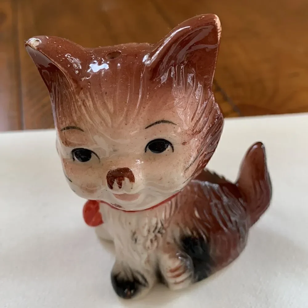 Vintage Ceramic Cat Kitten Salt & Pepper‎ Shakers Made in Korea 3